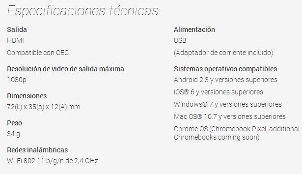 chromecast-especificaciones