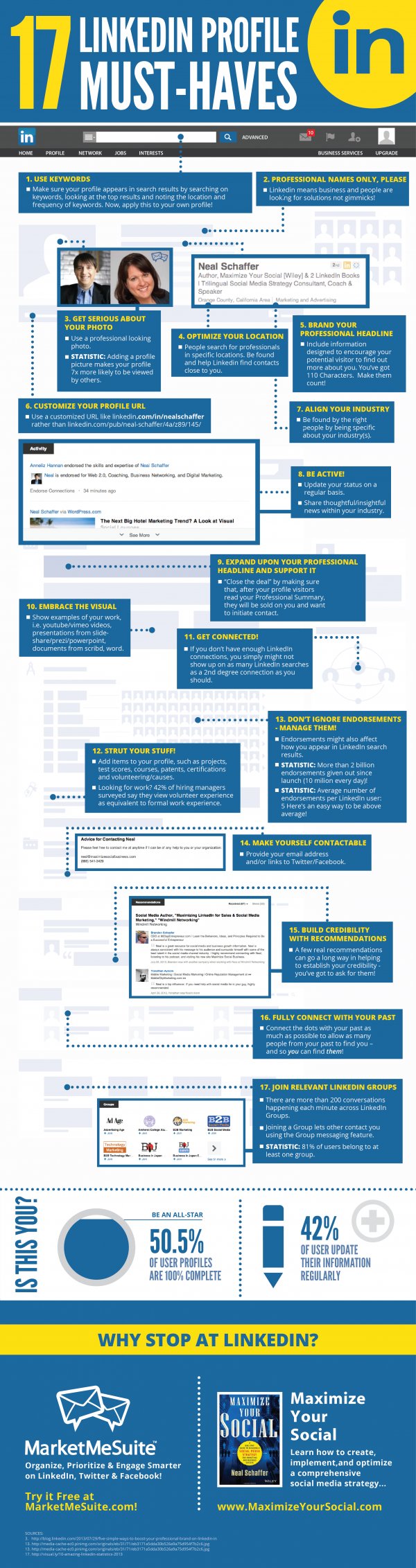 Infografía: 17 consejos para optimizar tu perfil de Linkedin - OneDigital